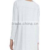 Scoop Neckline Longline Women's Tees/Hem Falls to Upper Thigh Loose Fit t Shirt for Ladies thumbnail-2