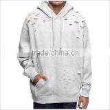 Guangzhou Factory Custom Wholesale Ripped Hole Grey Wash Hoodie thumbnail-1