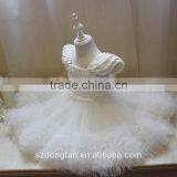 Baby Frock Design Pictures Little Princess White Flutter Sleeve Tutu Dress Toddle Girls Flower Dress thumbnail-3