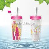 New Fashion Hard Plastic Drinking Cups With Lid and Straws thumbnail-1