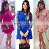 the Latest Autumn Women Long Sleeve Lace Dress Cocktail Mini Dress thumbnail-1