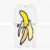 Round Neck and Short Sleeves Longline Banana Motif Pattern Blouse thumbnail-4