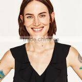 2017 HOT Ruffled in the Front and V-neck Ladies Chiffon Tank Top thumbnail-6