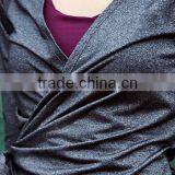 2016 Fashion Wholesale Gray Bandage Surplice Neck Chinlon Cropped Jacket for Womens thumbnail-3