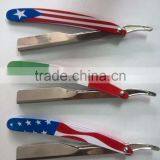 Barber Straight Razor With Flag Printing Handle