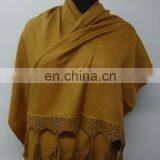 Silk Pashmina Scarf With Sued Trims thumbnail-3