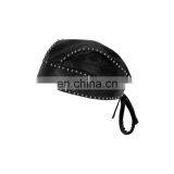 HMB-901K1 LEATHER FLAMES SKULL CAP DURAG HEAD WRAP BANDANA SKULLCAP HATS SCARF BEADS WORK