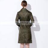Wholesale Women Clothing Spring Wear Fashion Lapel Waist Tie Long Sleeves Jacquard Cloth Overknee Trench Coat thumbnail-3