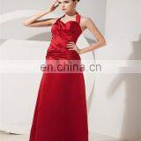 Sexy Halter Sleeveless Evening Gowns Backless Floor Length Zipper Ruched Mother Of The Bride Dress thumbnail-3