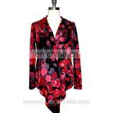 Hot Selling Floral Printed Ladies Patchwork Short Shawl Collar Cardigan
