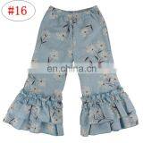 Girls Kids Printed Flare Pants Wide Leg Pants Icing Ruffle Trousers Solid Color 20colors 5 Size thumbnail-4
