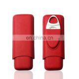 Handmade Portable High Quality 2piece Genuine Leather Custom Cigar Holder Case With Cutter Gift Set thumbnail-5