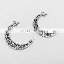Good Price Metal Making Accessories Metal Double Hole Hollowing Out Crescent Shape Charm Pendant Zinc Alloy Jewelry thumbnail-2
