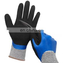 Blue Sandy Nitrile HPPE Sand Blasting Gloves