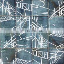 JBN Foshan 298 x 298mm Flower Design on Mesh Square Shape Colored Glass Mosaic Crafts Glass Painting Tile
