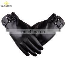 Wholesale Men Genuine Leather Winter Gloves Touch Screen Sheepskin Leather Fashion Gloves thumbnail-2