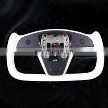 Model X S Plaid Normal White Nappa Yoke Steering Wheel For Tesla Model X S 2017-2022 Aftermarket Heated Steering Wheel Kit thumbnail-1