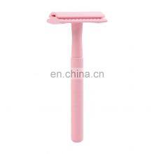 Women Lady Girl Body Cleaning Pink Private Label Eco-Friendly Changeable Long Double Edge Safety Razor Best Gift thumbnail-1