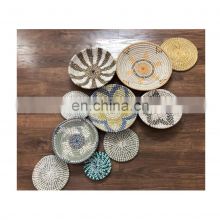 Set of seagrass woven wall plate - Wall hanging decoration - Decorative hanging wall art basket