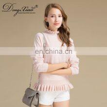Custom Ruffled Collar Sweaters 100 % Cashmere Knitted Sweater Women thumbnail-4