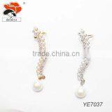 2015 Fashion Crystal Pearl Flower Ear Clip Earrings Fahion Drop Ear Cuff Earrings thumbnail-2