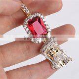 Hip Hop Red Ruby Pendant Jewelry 925 Sterling Silver Jesus Piece Mens thumbnail-2