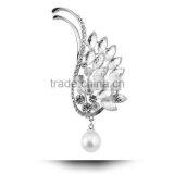 Custom Fancy Gold/Silver Crystal Brooch Wing Pearl Brooch Pin thumbnail-3