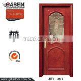 China High Quality Half View Art Glass Solid Wood Door for Bathroom thumbnail-1
