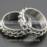 Wholesale Silver Tone Stainless Steel Chain Rings Rotating Spinner Men Gift thumbnail-6