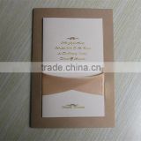 New arrival elegant & personalized golden wedding invitations with golden ribbons bow