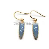 925 Sterling Silver 2 micron gold plated Blue Chalcedony gemstone earring