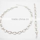 316L Stainless Steel Link Chain Bracelet and Necklace Jewelry Set thumbnail-1