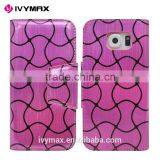 New Arrival Pink Bookstyle Folding Flip Phone Leather Wallet Case for Samsung Galaxy s6
