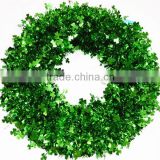 HOT SALE! 18 Inch Metallic PVC Green Christmas Tinsel,Clover Shape Tinsel Garland