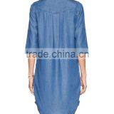 Half Sleeve Denim Summer Shirt Dress for Girls SYA15114 thumbnail-4