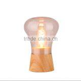 Modern Decorative Wood Base Colorful Glass Dimmer Table Lamp