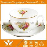 flower design pottery coffee set disposable tea cups and saucers