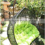 Water Drop Shape White Synthetic Rattan Outdoor Lover Seat Swing Chair thumbnail-5