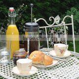 Bistro Set White With Foldable Table and Chairs Outdoor Furniture thumbnail-3