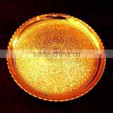 Wholesale Low Price Indian Wedding Gift, Return Gift Gold Plated Brass Tray thumbnail-1