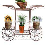 Elegant European Style Cart Design 6 Tier Wrought Metal Planter / Flower Pot Holder Display Rack Stand Garden Decor thumbnail-1
