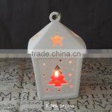 Star Christmas Tree Hollow Design Ceramic X'mas T-light Holder House Hanging thumbnail-1