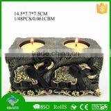 Popular Rectangle Double Candle Holder Resin Elephant Sculpture thumbnail-1