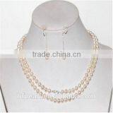 7-8mm Grade AAA Knotted Natural White FWP Chain With Drop Earrings thumbnail-1