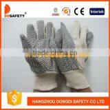 DDSAFETY 2017 Canvas Glove Knit Wrist Cotton Drill With Black Dots Working Safety Glove