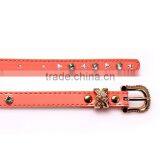 Fashion Rhinestone Inlaid Rivets Decorated Pin Buckle Sex Girl Thin Pink PU Waist Belt thumbnail-6