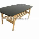OAK Wood Oval Coffee Table With DARK Top thumbnail-4