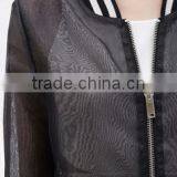 Transperent Women Sheer Mesh Varsity Jacket / Women Baseball Bomber Jacket