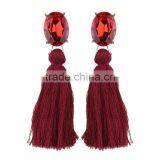 Bohemian Jewelry Big Crystal Gems With Tassel Drop Earrings for Women thumbnail-2