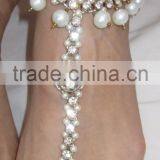 PEARL CRYSTAL Beads Payal ANKLETS Pair Feet Barefoot Sandal Toe Ring thumbnail-6